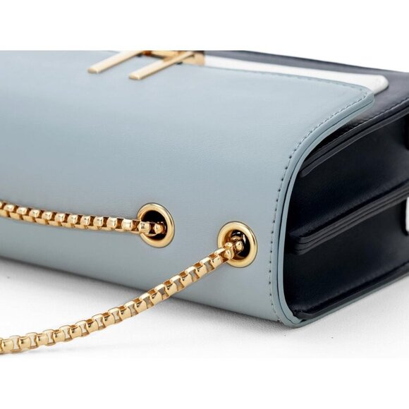 Women Blue Imported Faux Leather Twist Lock Crossbody Designer Shoulder Handbags - Picture 8 of 9